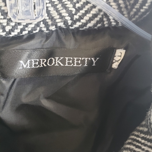 Merokeety Black and White Herringbone Full Zip Vest Sz XL - Picture 4 of 7